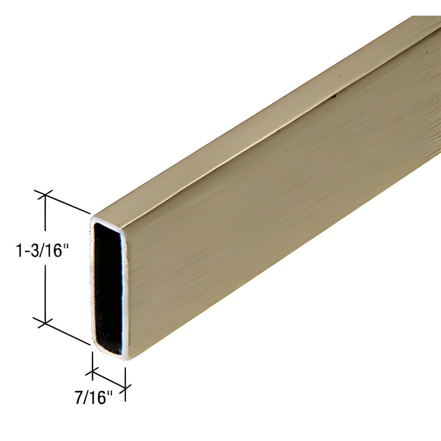 Brushed bronze stainless steel hollow header bar for frameless shower door, 78-3/4" long, 1-3/16" 7/16" (SKU SERH2BBRZ)
