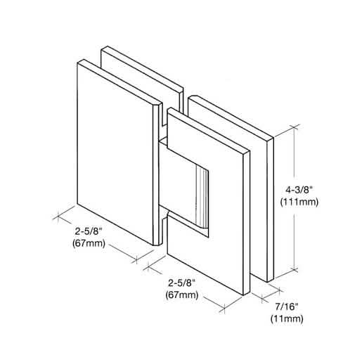 CRL Polished Nickel Victoria 180° Glass-to-Glass Hinge - Sleek Design and Durable Finish