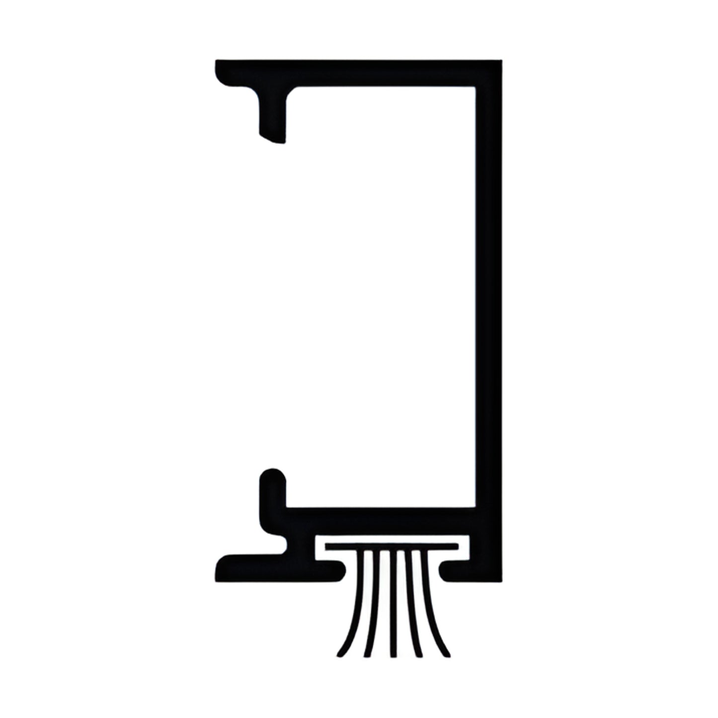 CW21952 white Kynar aluminum surface door stop extrusion profile with integrated brush weatherstrip (cross-section)