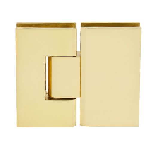 Unlacquered Brass Vienna 180 Series Glass-to-Glass Hinge, elegant and durable design.