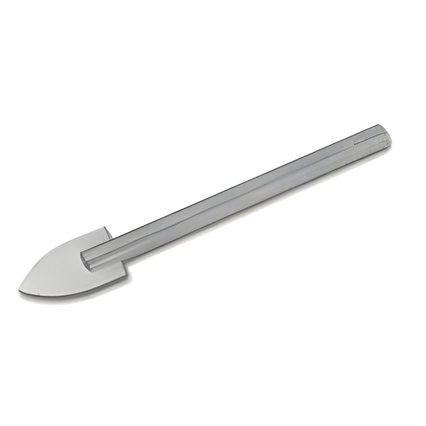 Tungsten carbide spearpoint glass drill bit, round 5/32" (4mm) shank - low RPM glass and tile drilling. SKU 2203406