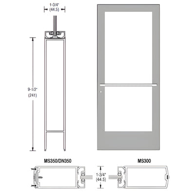 CRL-U.S. Aluminum Clear Anodized 36x84 Center-Hung Medium Stile Door
