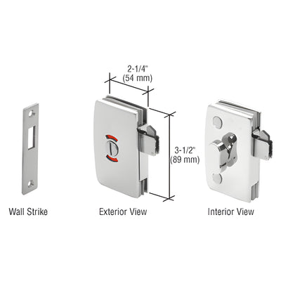 CRL Polished Chrome Sliding Glass Privacy Lock w/ Indicator 5/16–1/2