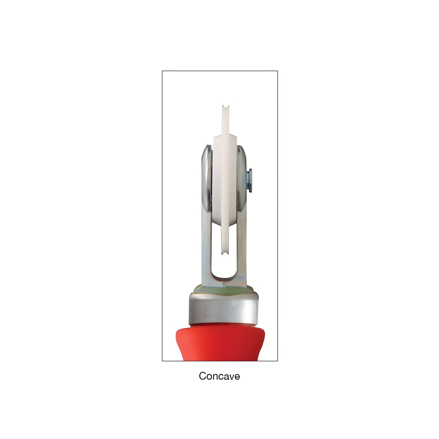 Red-handled CRL combo spline roller and cutter (SKU CGK6N96) with 2 in nylon concave wheel and curved blade.