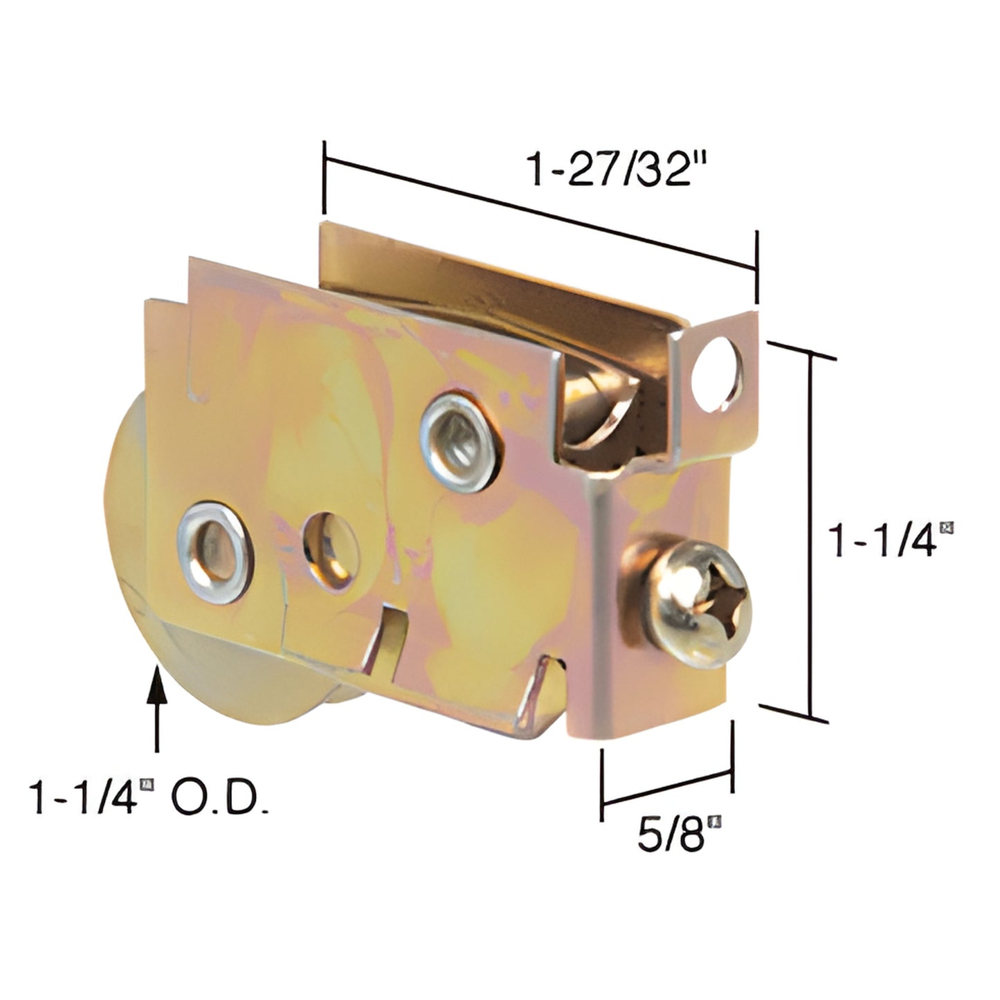 CRL D1519 adjustable steel sliding glass door roller assembly, single 1-1/4" concave steel wheel, 5/8" housing