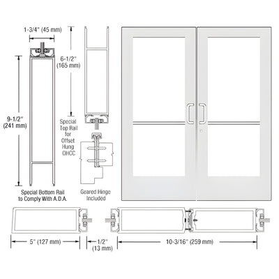 CRL-U.S. Aluminum 550 White KYNAR Wide-Stile Geared-Hinge Doors