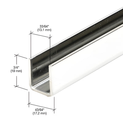 CRL 316 Polished Stainless 1/2" Fixed Shower Door Deep U-Channel 95"