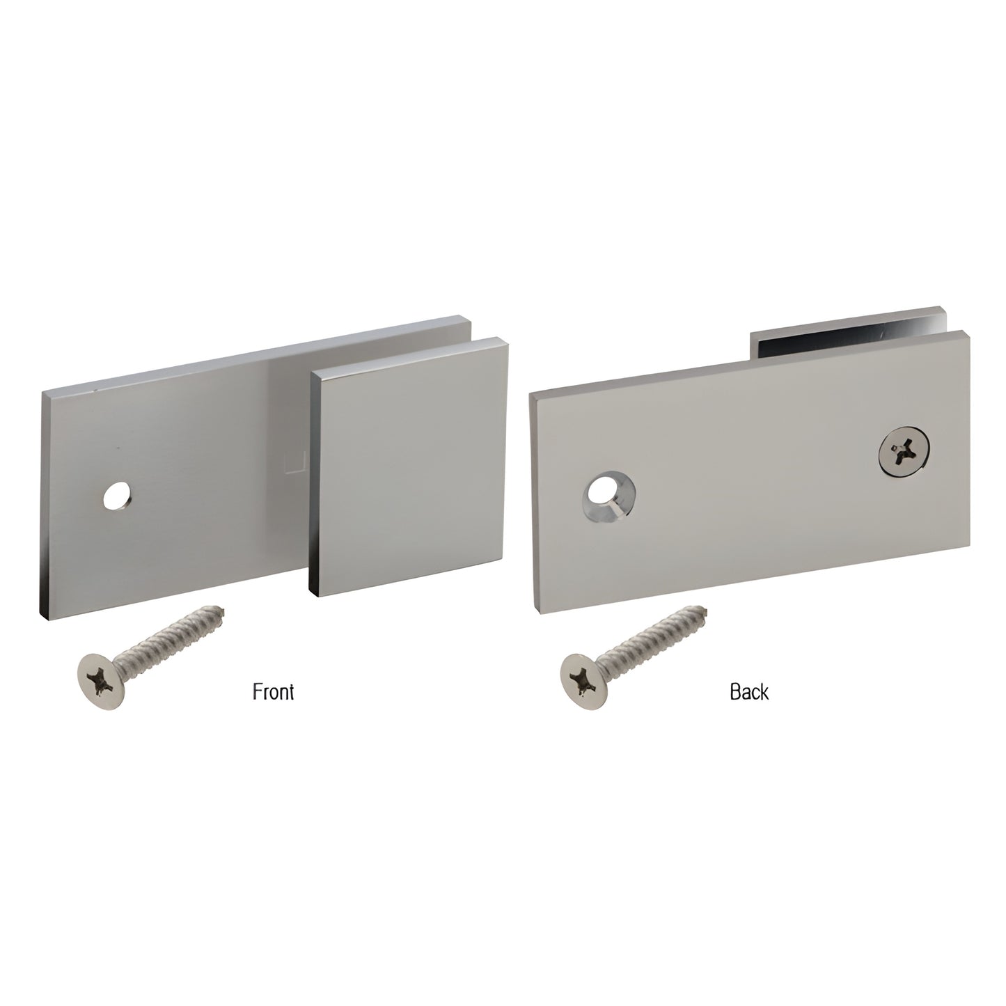 Brushed nickel SGC182BN solid-brass Y clamp for frameless shower glass - square-edge plates with mounting screws