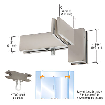 DORMAKABA® Brushed Stainless Left-Hand Sidelite Transom Patch Fitting
