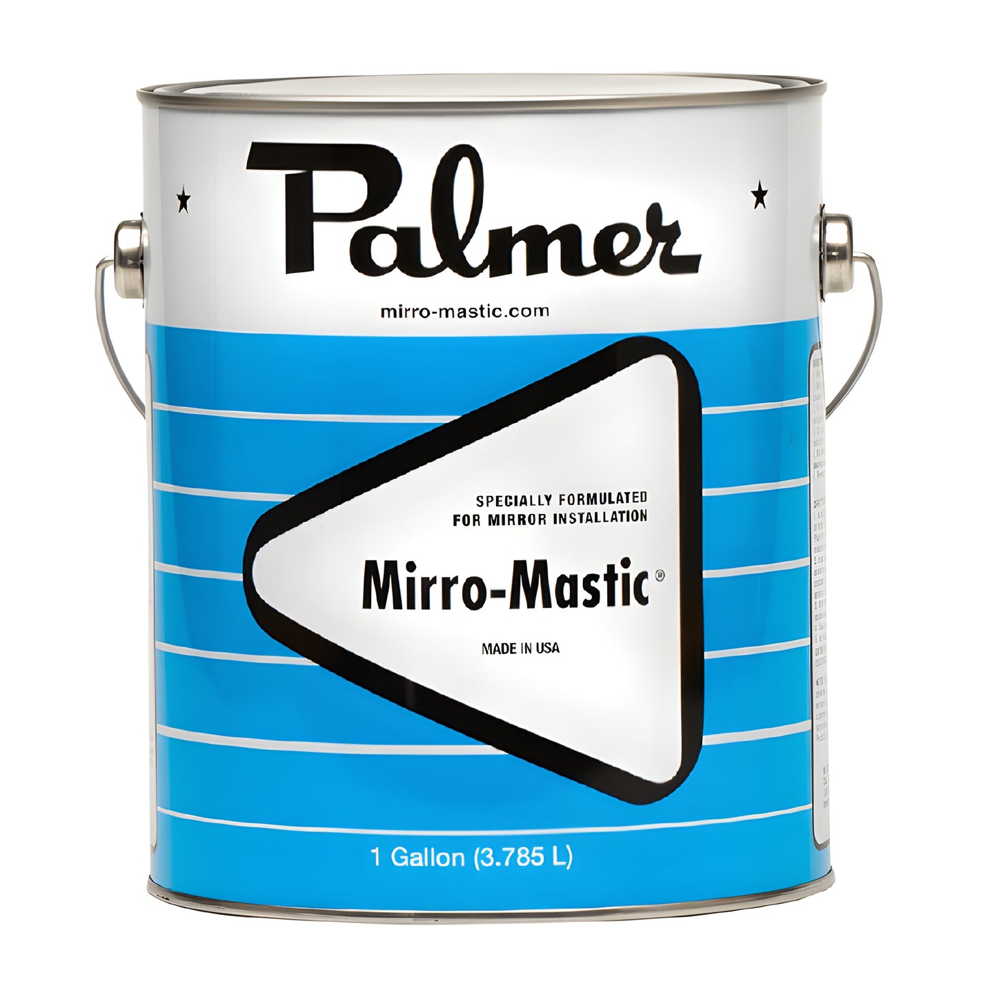 Palmer Mirro-Mastic adhesive 1 gallon can (SKU PM201GL), blue/white label for mirror installation