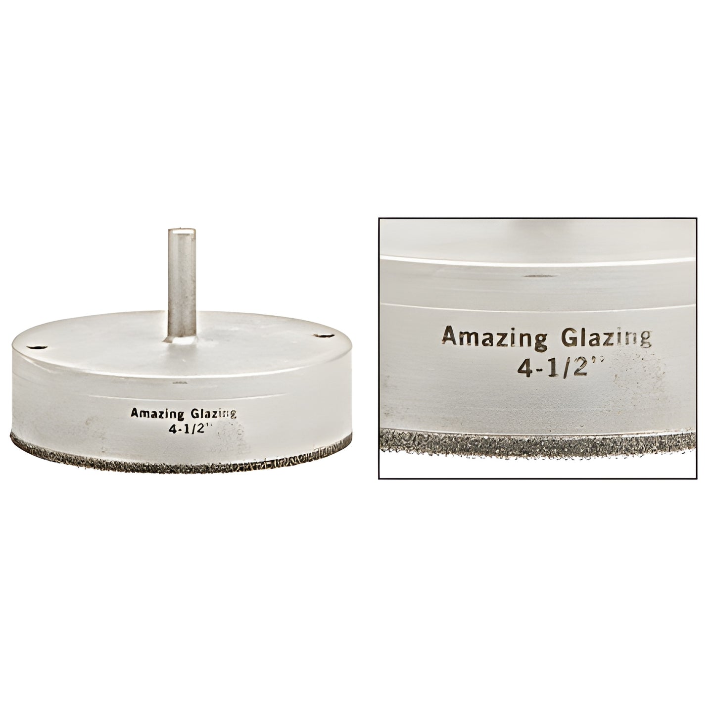 4-1/2" Amazing Glazing plated diamond glass hole saw drill bit, reduced 3/8" shank, SKU AG412