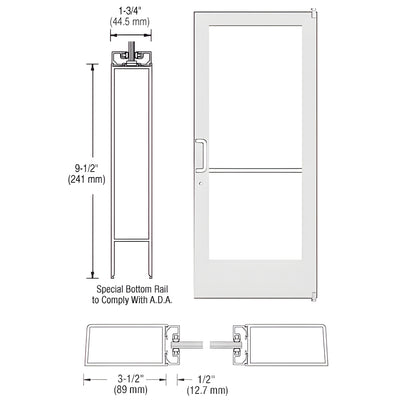 CRL-U.S. Aluminum White KYNAR® Offset Pivot Door for Surface Closer