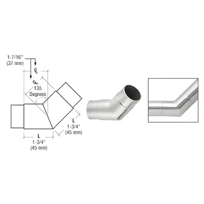 CRL Polished Stainless Steel 135° Flush Elbow Fitting for 1-1/2" Tubing