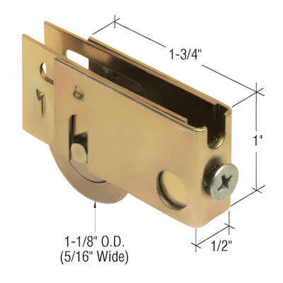 CRL 1-1/8" Steel Sliding Glass Door Replacement Roller, 1/2" Housing