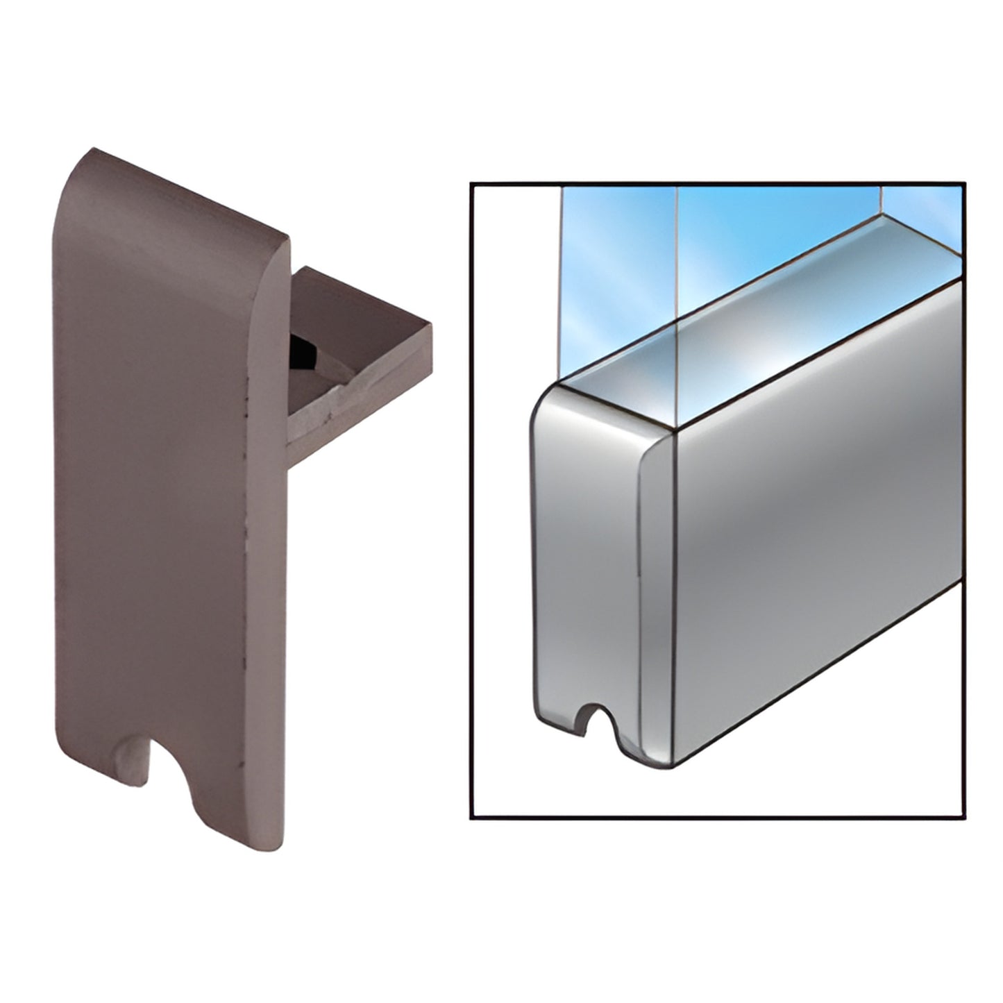CRL D334DU dark bronze end cap for LK610 H-bar sliding glass track, rivet or screw mounted.