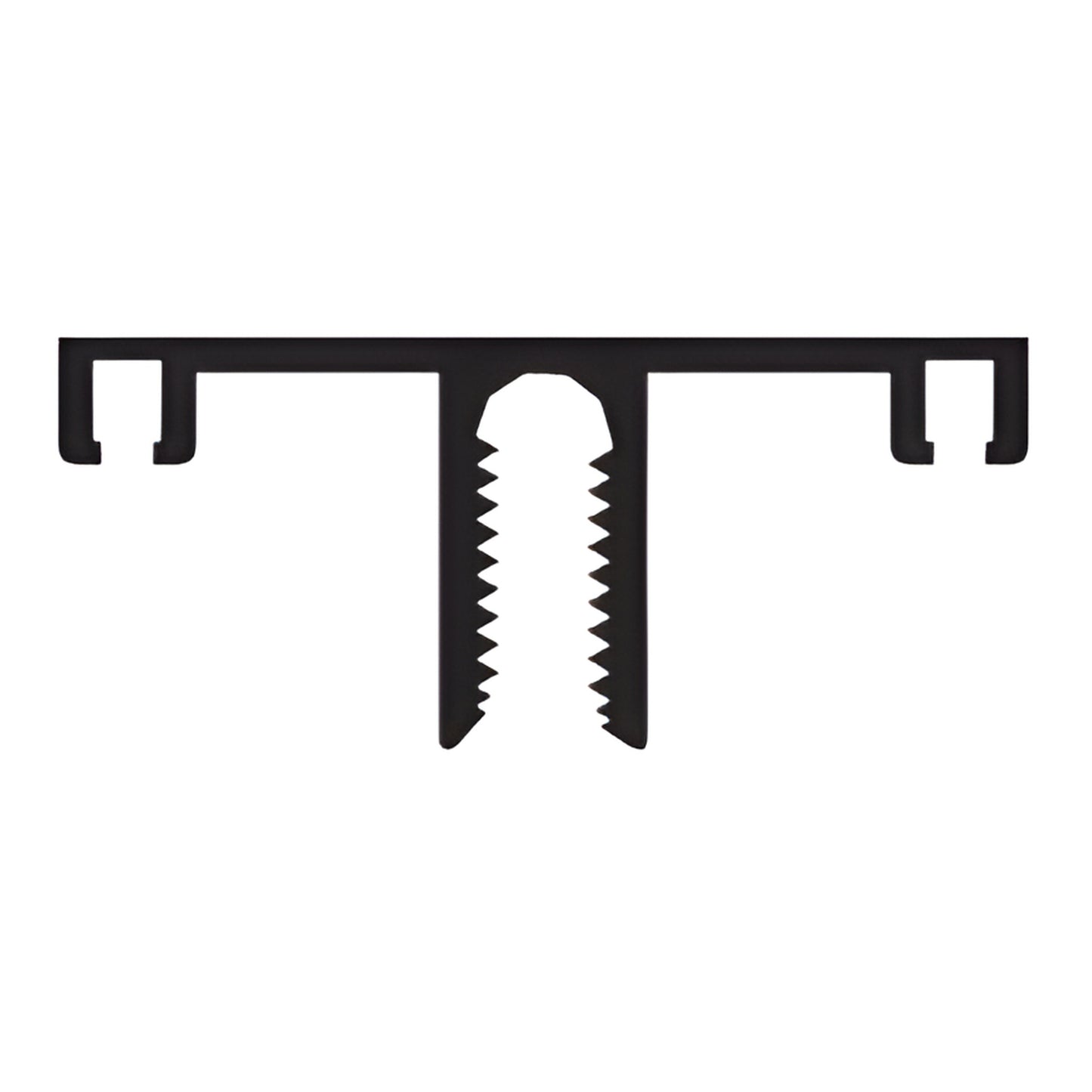 DB18022 black bronze anodized aluminum T-profile extrusion with serrated twin legs.