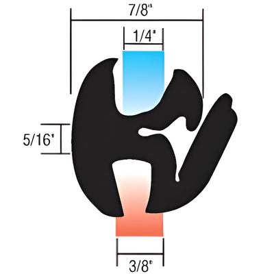 CRL One-Piece Self-Sealing Weatherstrip 3/8" Panel for 1/4" Glass