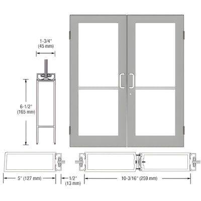 CRL-U.S. Aluminum Series 550 Clear Anodized Wide Stile Butt Hinge Pair