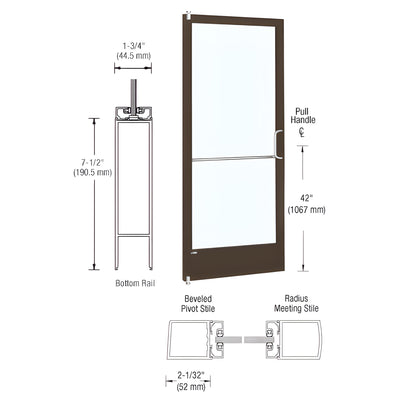 CRL-U.S. Aluminum 250 Offset Hung Narrow Stile Inactive Door 3'0x7'0