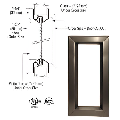 CRL 8" x 32" Door Vision Lite Window - Commercial Door Insert