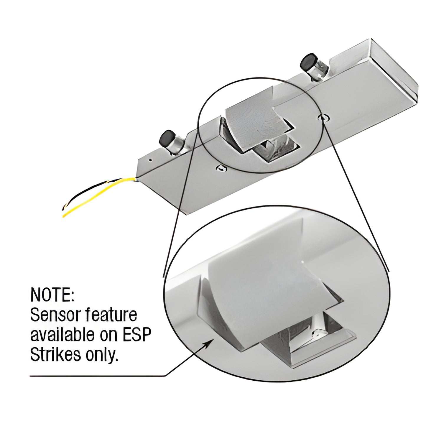ESP1BSFS brushed stainless electric strike keeper for 1/2 or 3/4in tempered glass doors with bolt position sensor