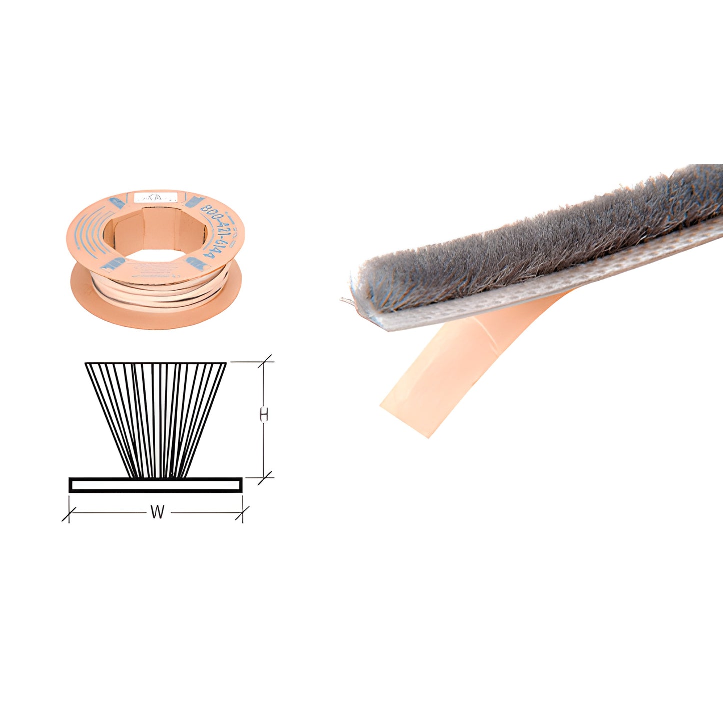 CRL adhesive-backed Windo-Pile weatherseal roll and close-up, light gray silicone-treated polypropylene pile. SKU A71320C