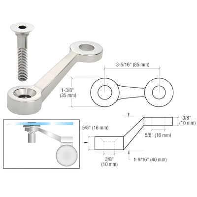 CRL Polished Stainless Steel Single Long-Arm Post Mount Spider Fitting