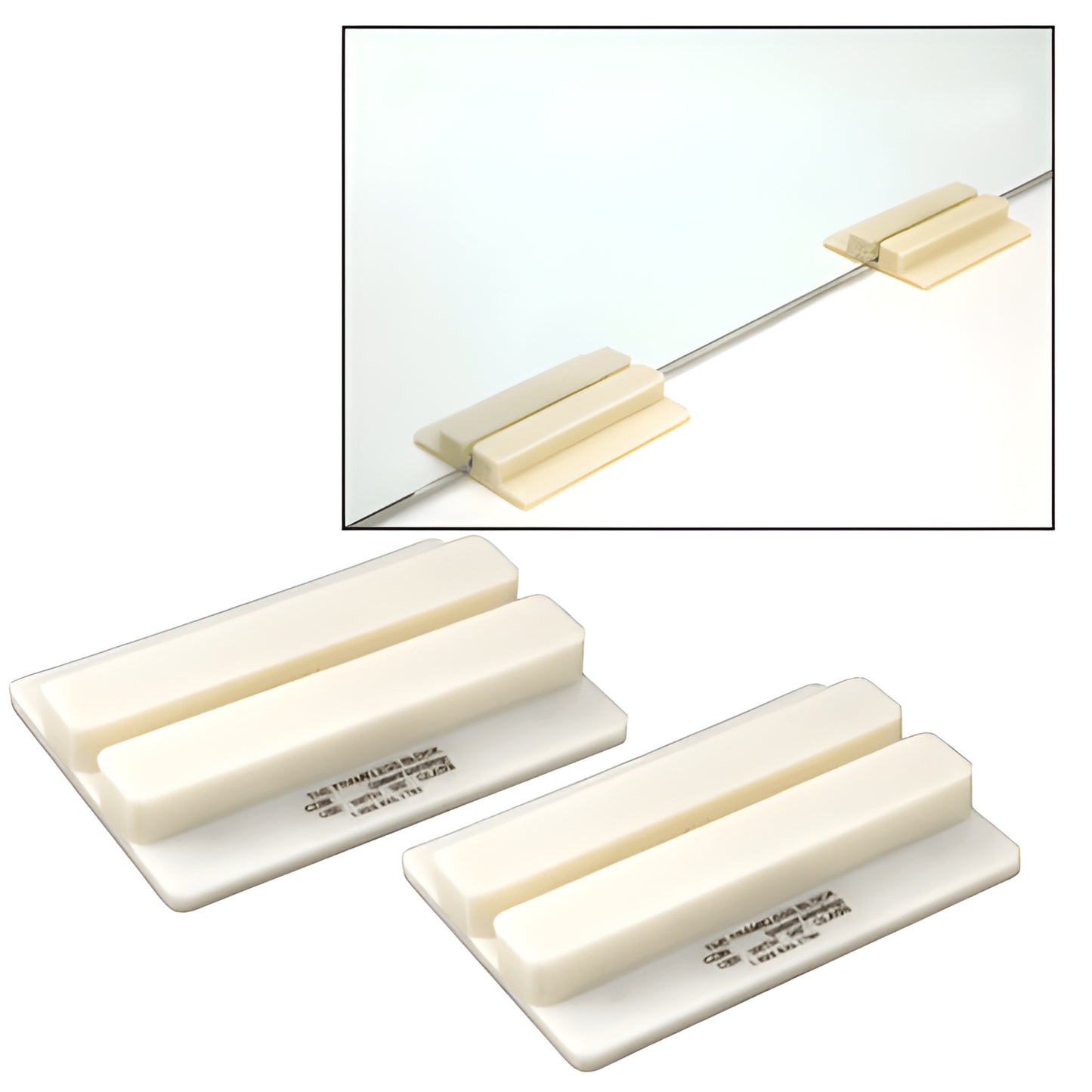FB38G ivory U-shaped setting blocks, set of 2, for 3/8" (10mm) frameless shower glass, 5/16" base thickness