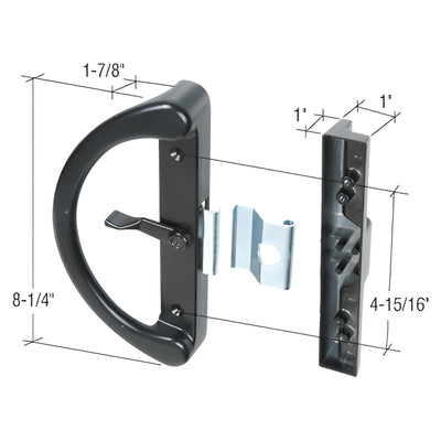 CRL Black Clamp-Style Surface Mount Door Handle 4-15/16" Hole Spacing
