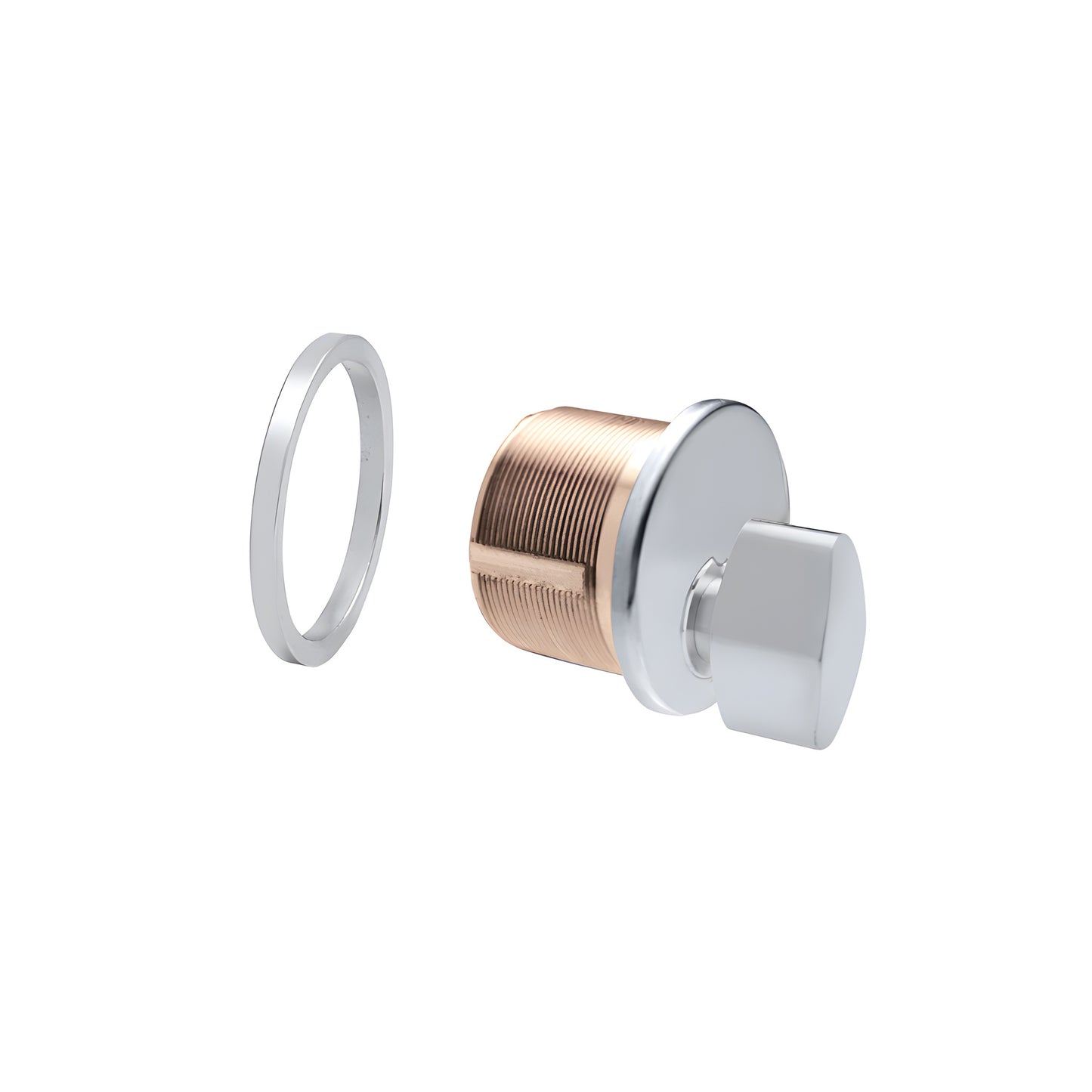 DRA20SA mortise thumbturn cylinder - solid brass 1" length with satin anodized ring and chrome thumbturn, 5-pin.