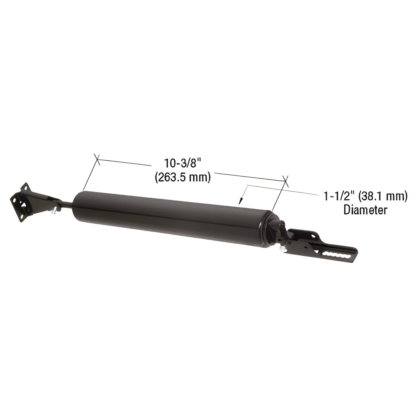 K5109 black aluminum pneumatic door closer, 10-3/8 in long, 1-1/2 in diameter, adjustable speed, heavy-duty for outswing wood