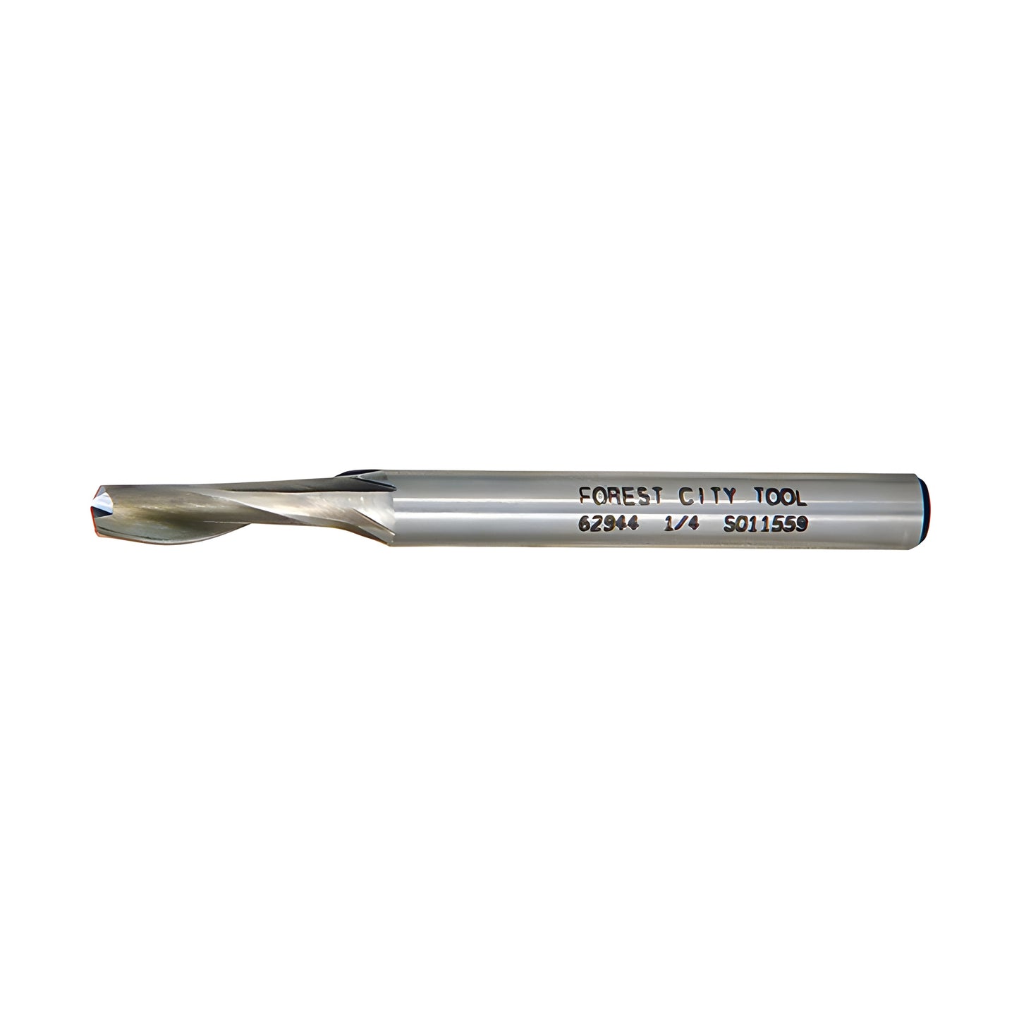 HSS spiral router bit for aluminum, 1/4" shank, single-flute spiral-up (SKU J40007)