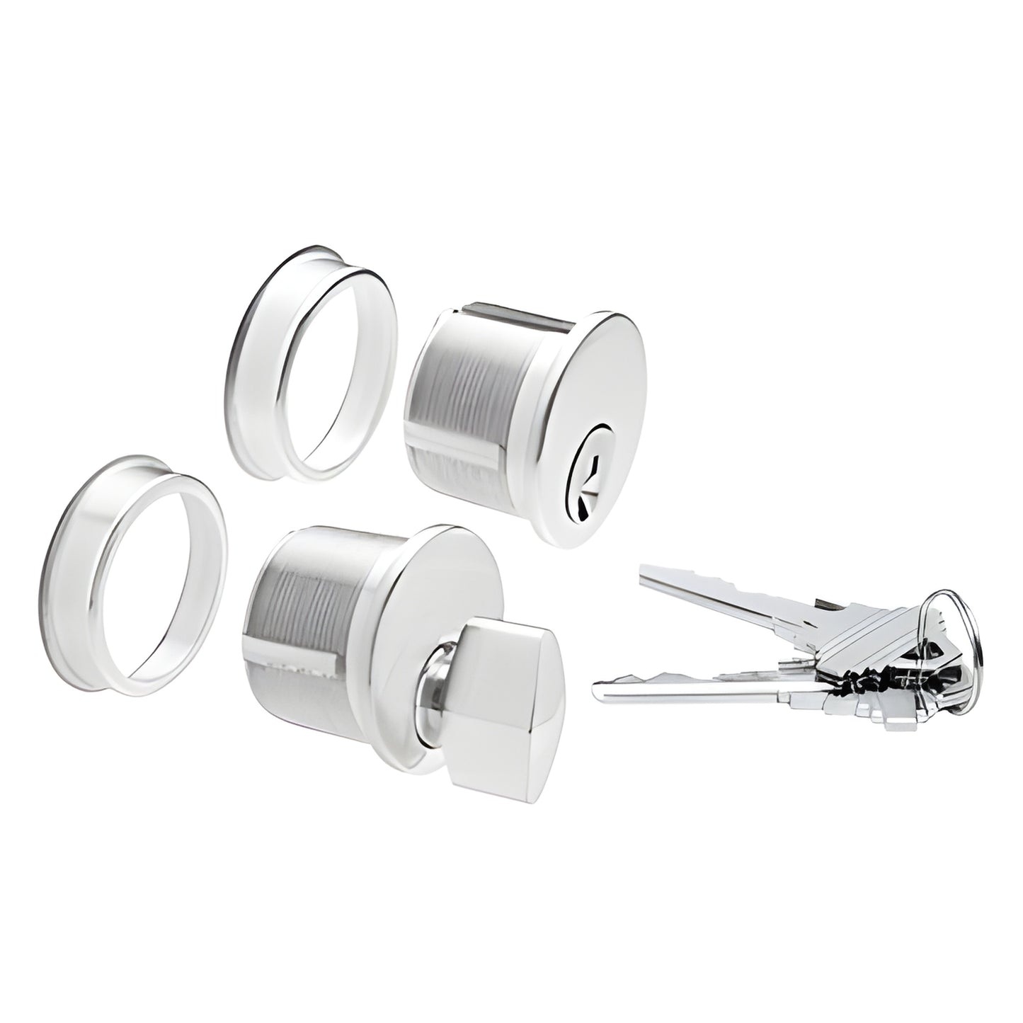 Mortise keyed cylinder combo DRA1020SA with thumbturn, trim rings and keys, satin anodized brass finish