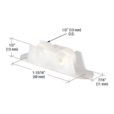 CRL 1/2" Flat Edge Tandem Nylon Window Roller with 7/16" Wide Housing