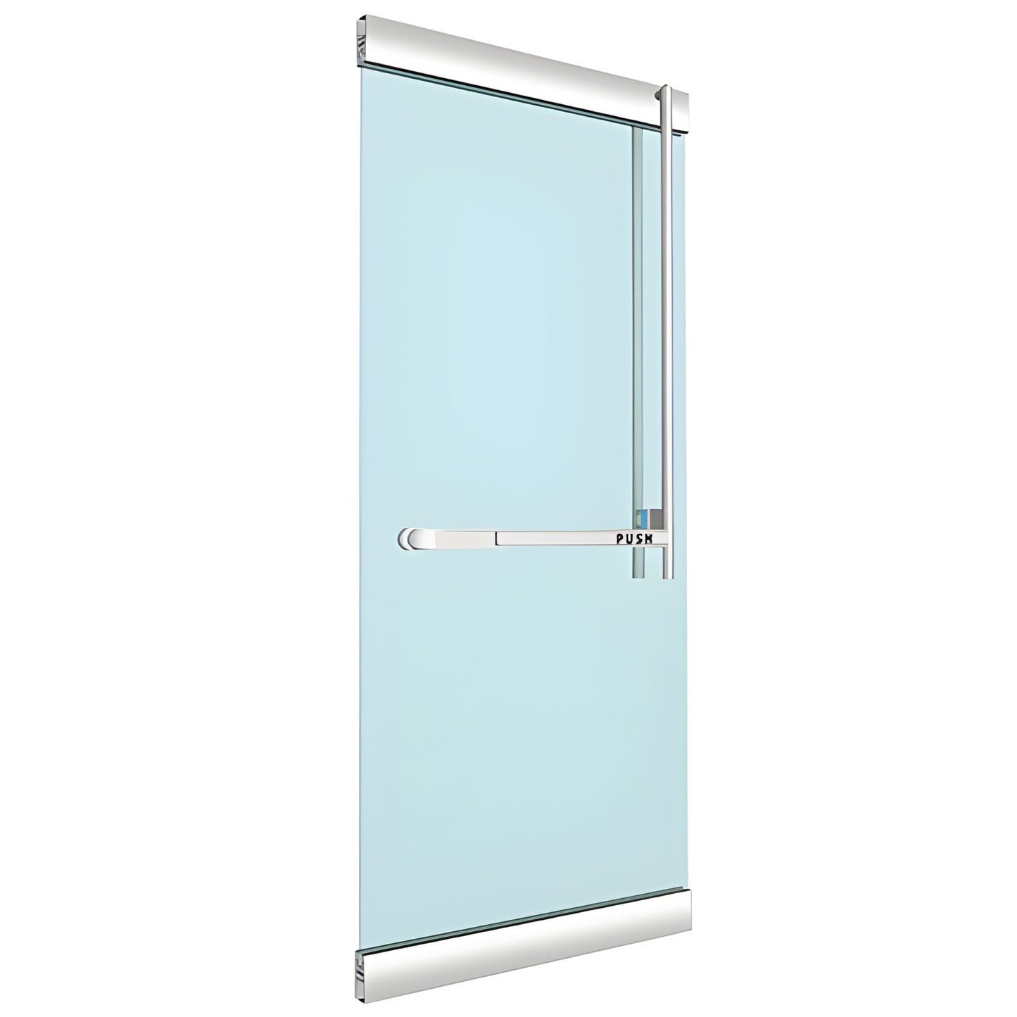 PA320JS3RKPS Blumcraft PA-320 stainless steel narrow panic device with crash bar for glass doors, right-hand