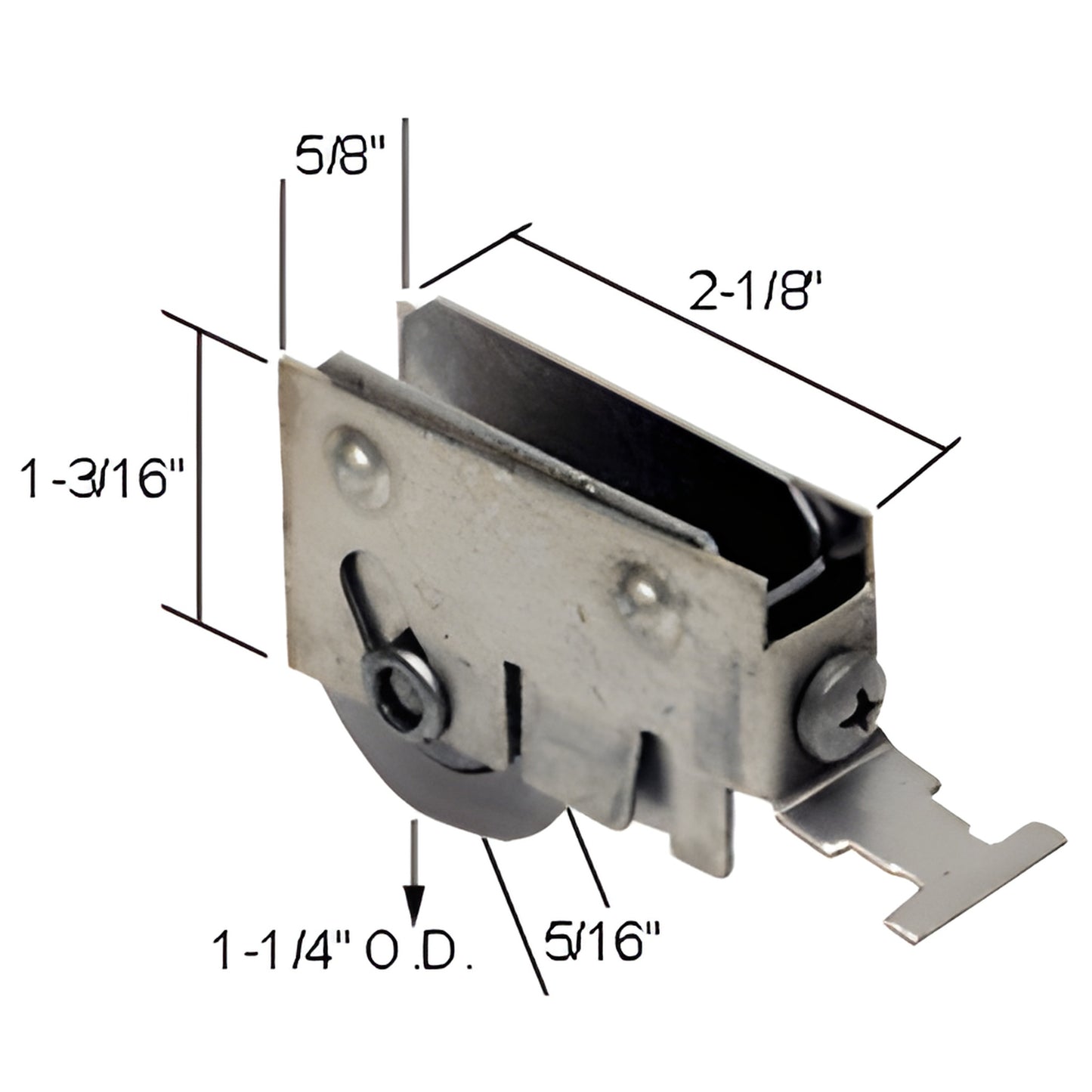 CRL D1778 adjustable sliding glass door roller assembly, aluminum housing with 1-1/4" stainless steel concave roller