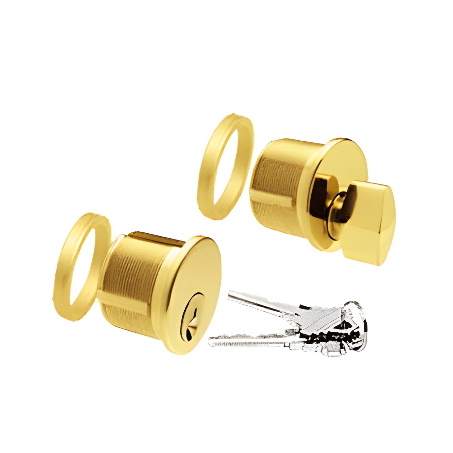 Polished brass keyed mortise cylinder and thumbturn combo with keys, for 4x10 center lock (DRA5060PB)