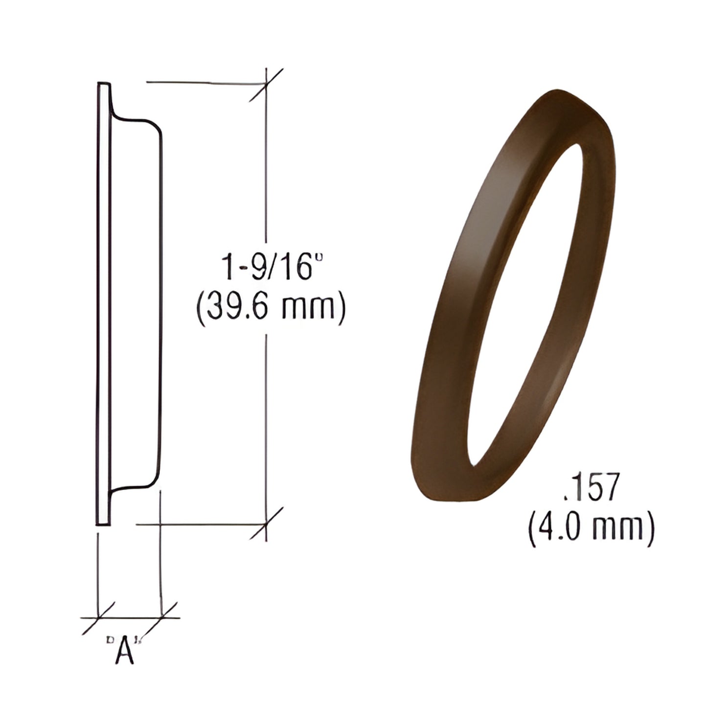 Dark bronze flared cylinder ring, 1-9/16" (40 mm) dia, 0.157" (4 mm) thick - SKU DL2175DUA