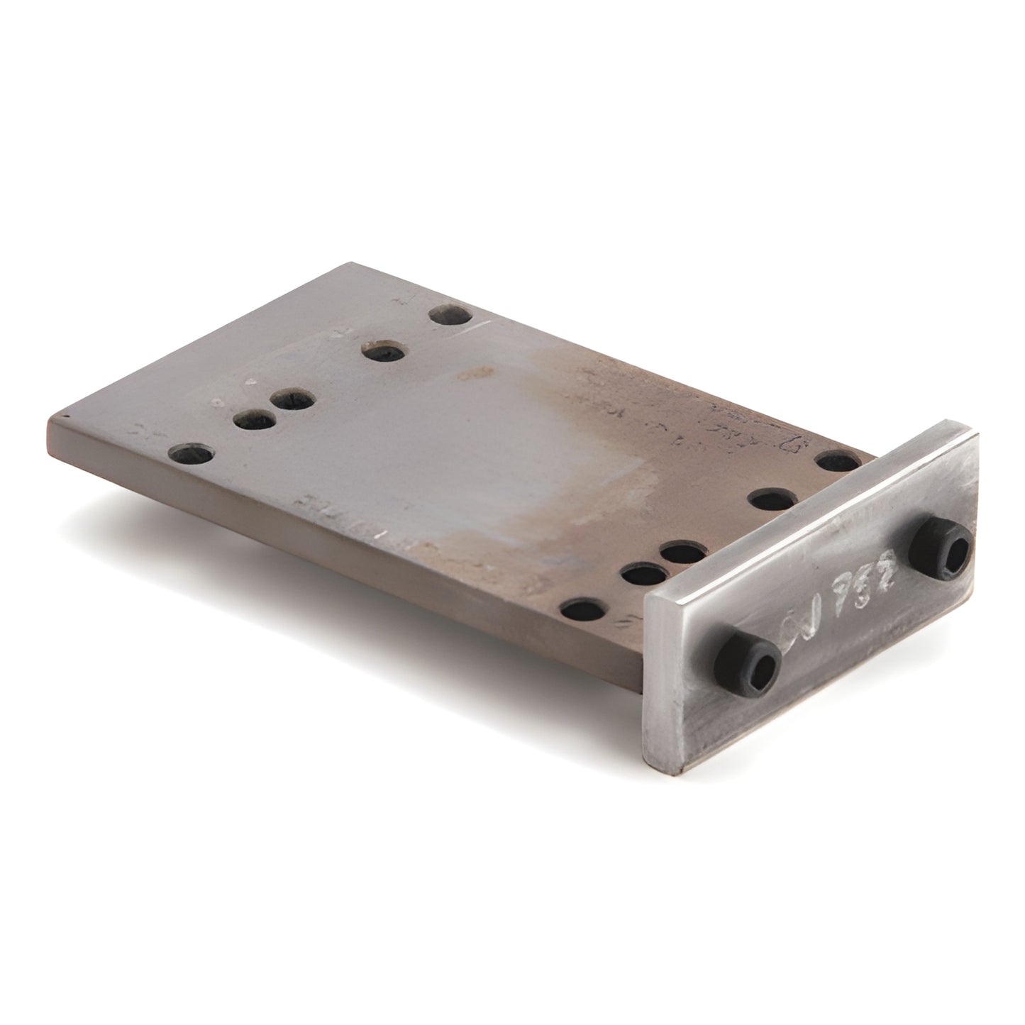 CRL Drill Guide DJ752, mill-finish rectangular steel plate with multiple drill holes and a mounting flange