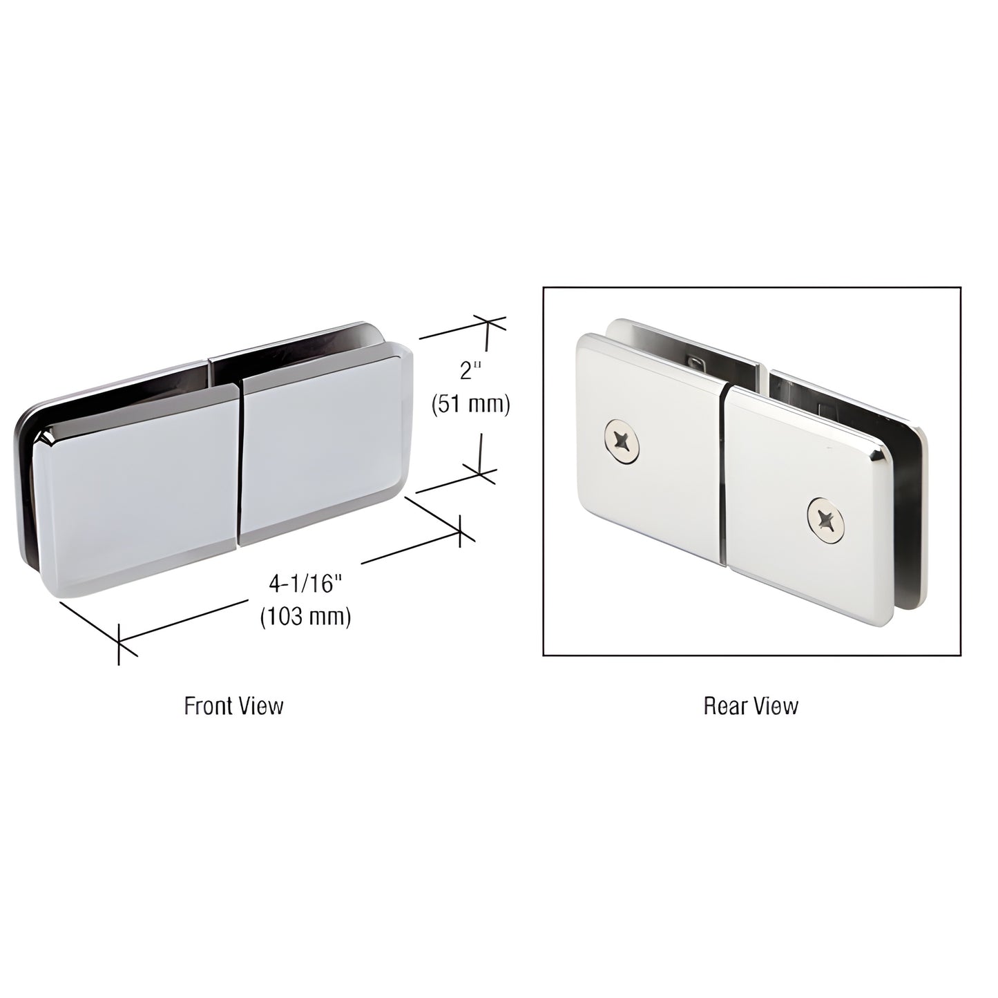 Polished chrome beveled 180 glass-to-glass transom clamp SKU BGC188CH for 3/8-1/2 tempered glass