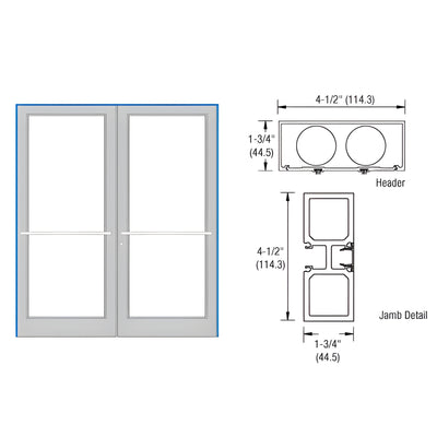 CRL-U.S. Aluminum White KYNAR® Paint 75-1/2" x 85-3/4" Series DF800 Tubular Center Hung Up and Over Frame Complete (2F)