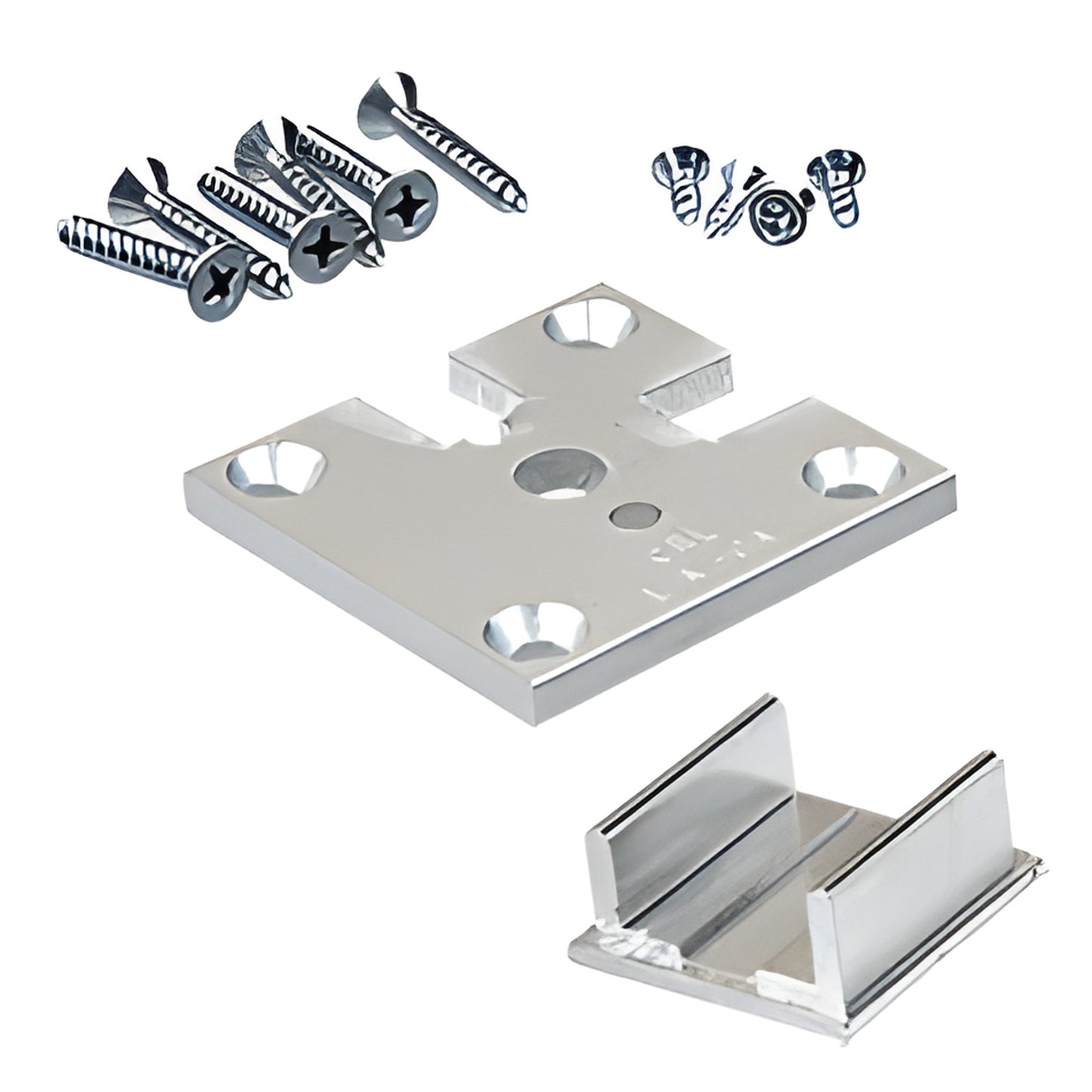 Satin anodized aluminum 2x2 partition post base plate kit with cap and fasteners, SKU D1990ACR