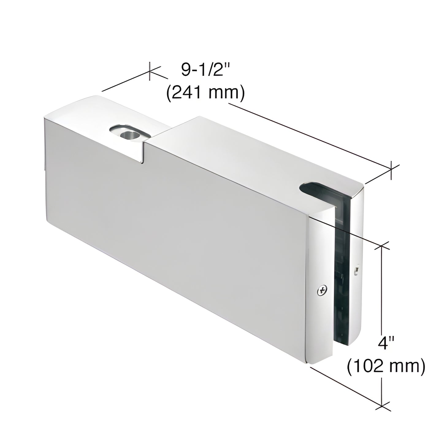 DR4SBS38AGP brushed stainless steel dry-glaze top patch gate rail, 9.5 in, for 3/8 in (10 mm) tempered glass