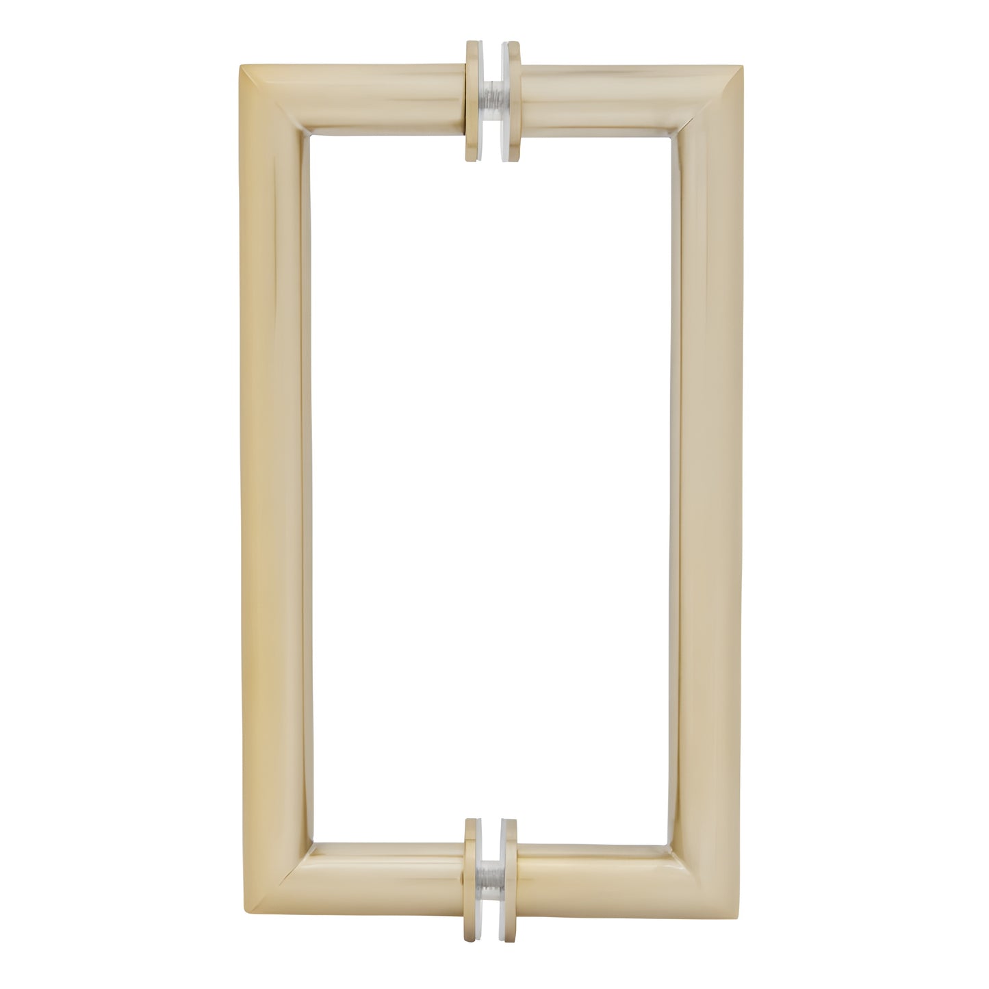 Brushed-bronze MT Series rectangular back-to-back tubular glass pull handle with mitered corners, 8" c-c (SKU MT8X8BBRZ)