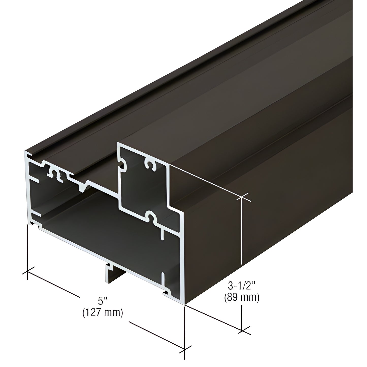 Black bronze anodized aluminum extrusion profile, 5" x 3-1/2" cross-section, SKU 1G57722.