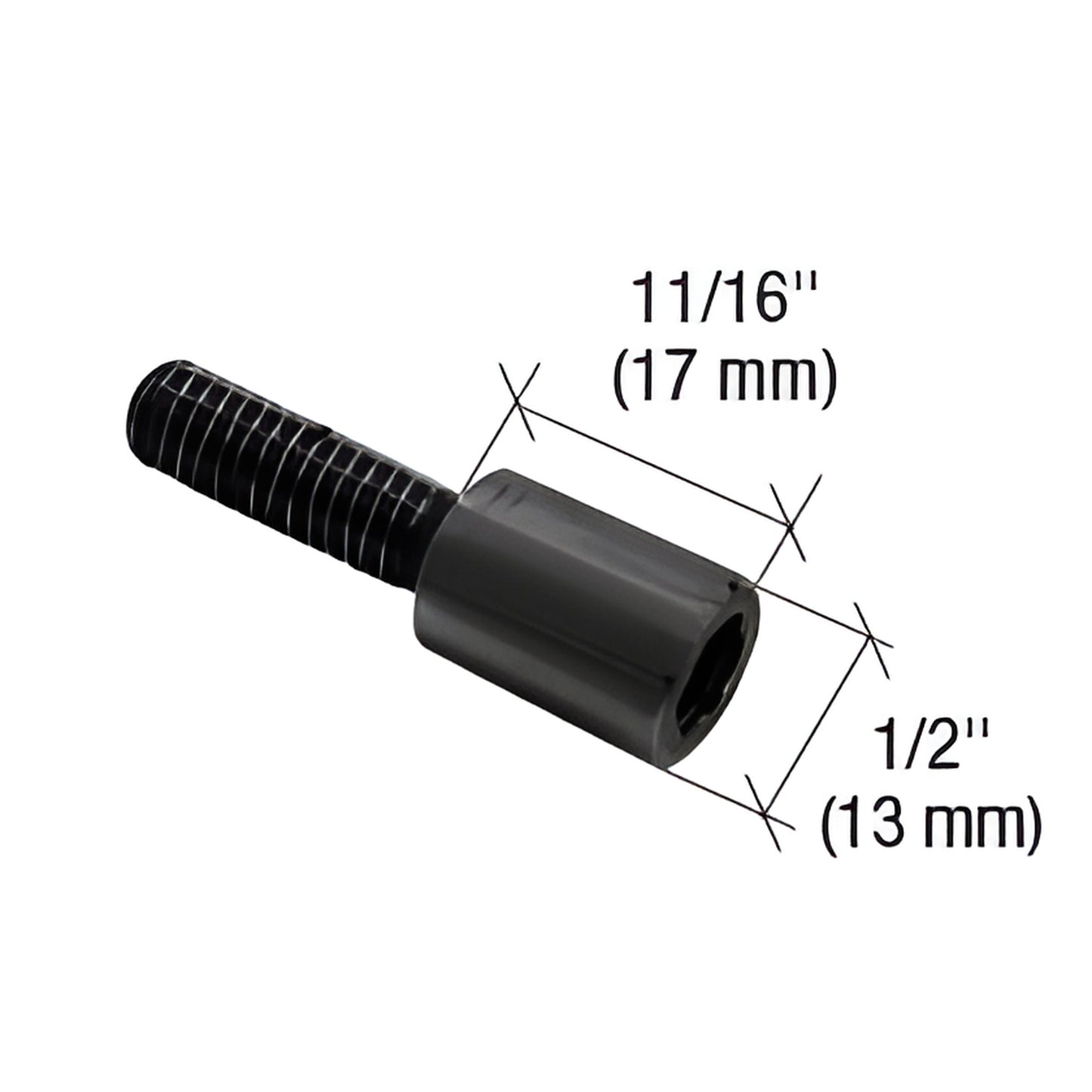 CRL Short Stop strike keeper bumper post, black threaded stem, 17 mm x 13 mm, SKU ESK01MBL