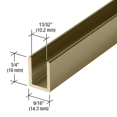 CRL Brushed Bronze 3/8" Deep U-Channel for 95" Fixed Glass Panel