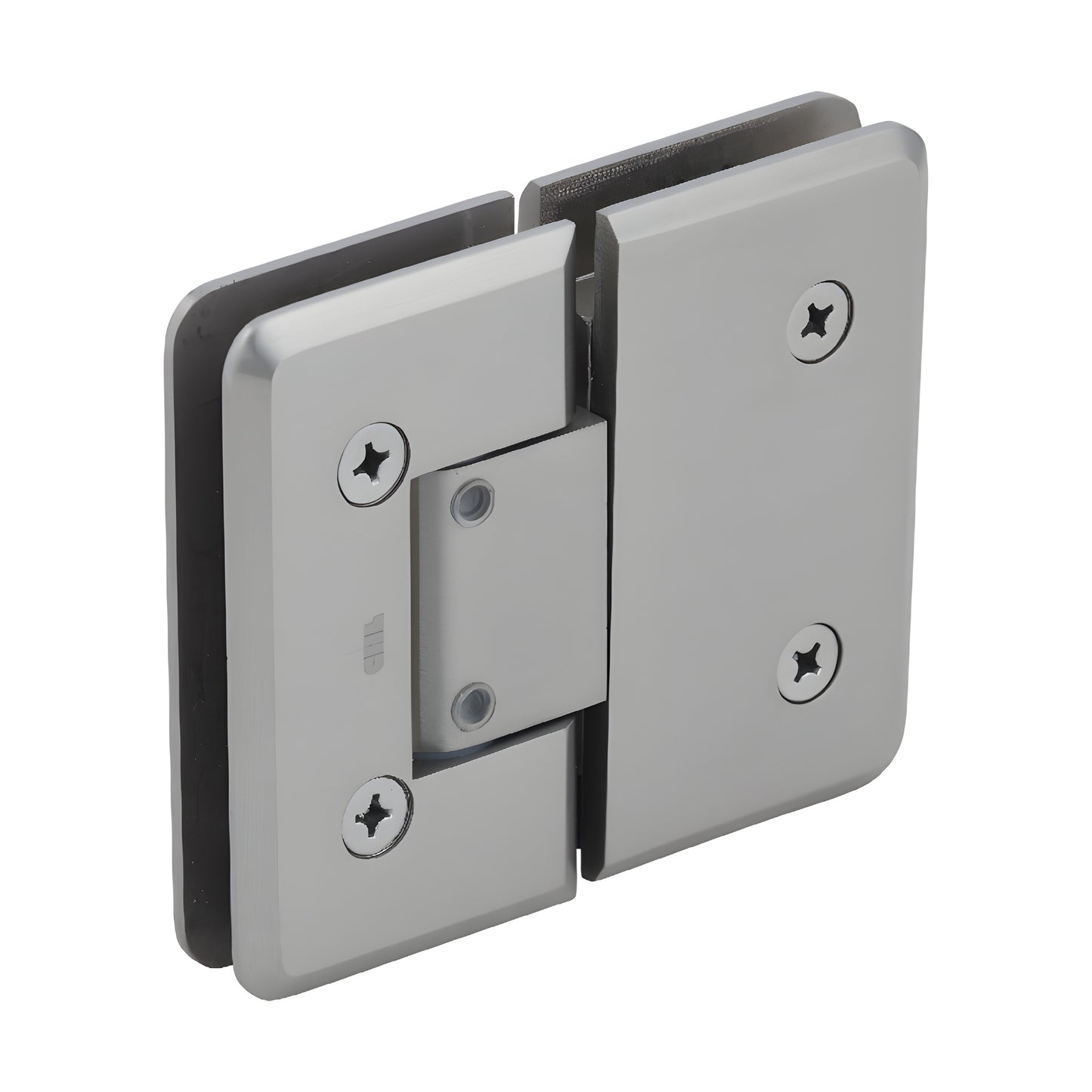 Brushed-nickel adjustable glass-to-glass shower hinge (Cologne series) for 10-12mm glass, self-centering