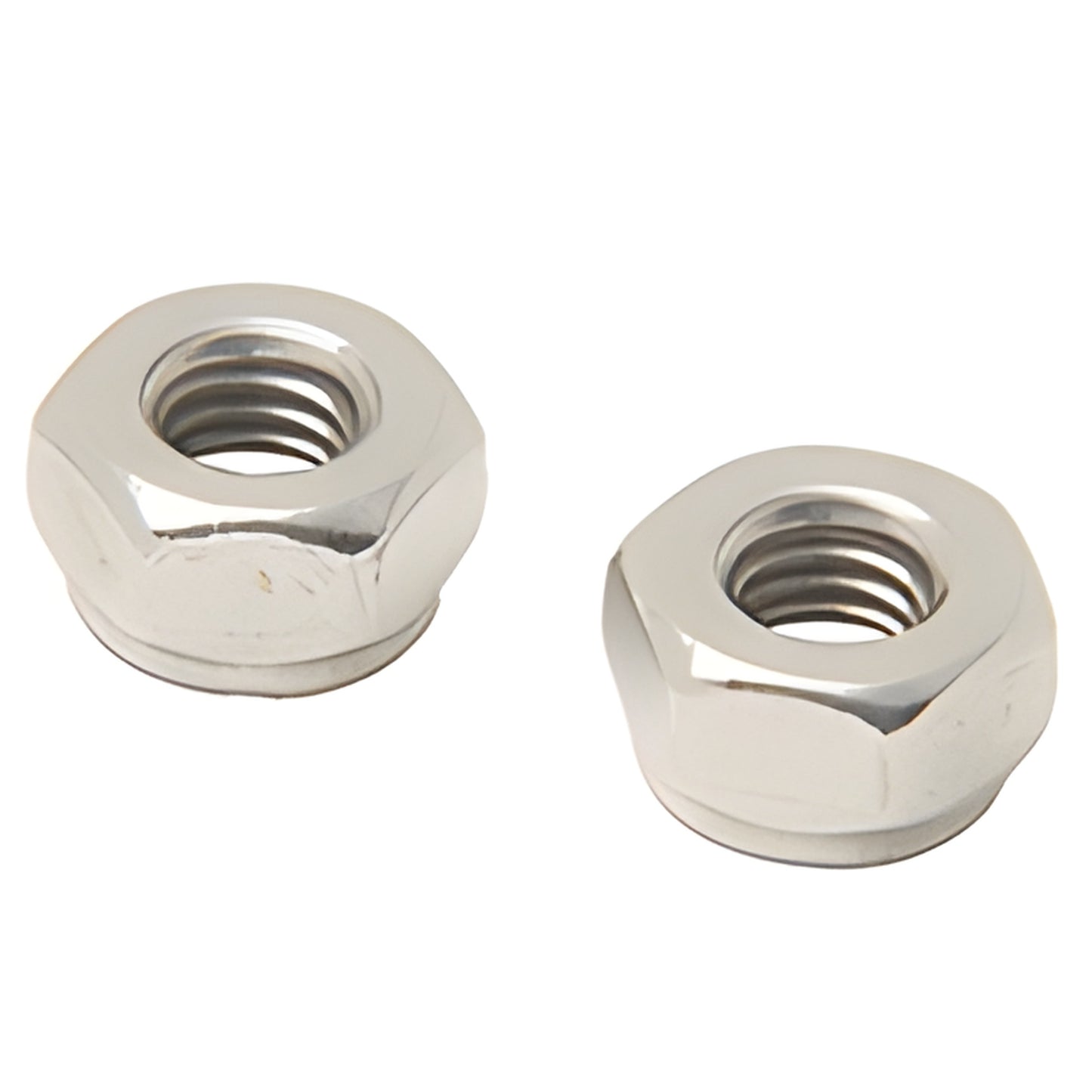 CRL 10-32 stainless steel nylon lock nuts (2), chrome finish hex flange - SKU 193004
