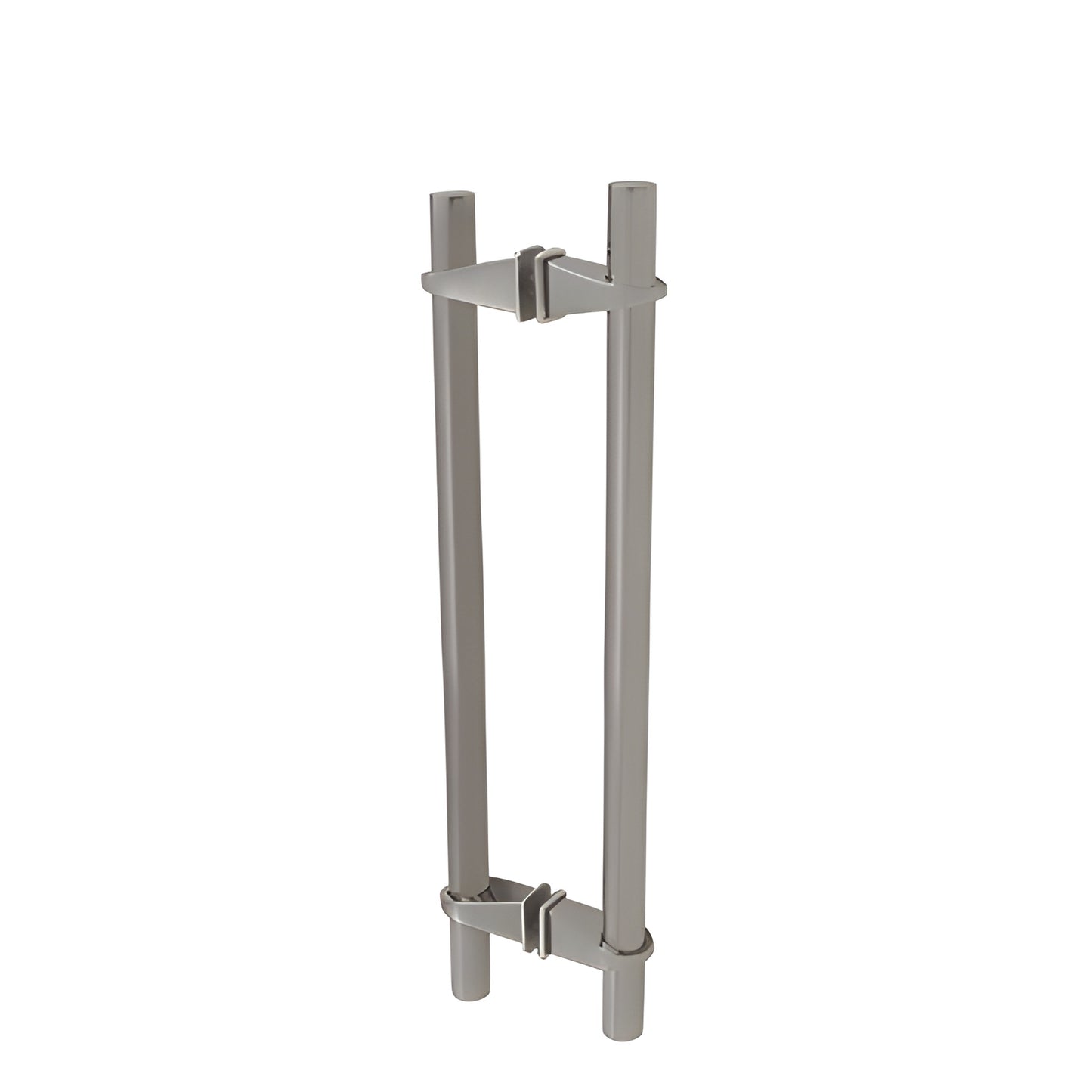 VPS122BS brushed stainless steel adjustable back-to-back glass door pull, dual long tubular handle for tempered glass